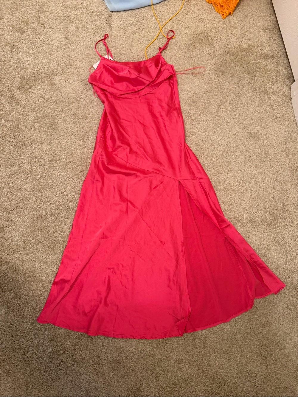 Showpo Bright Pink Satin Slip Maxi Dress